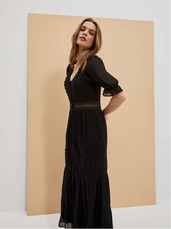 Moodo Črna ženska dolga obleka Moodo