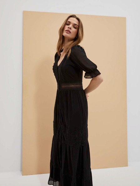 Moodo Črna ženska dolga obleka Moodo