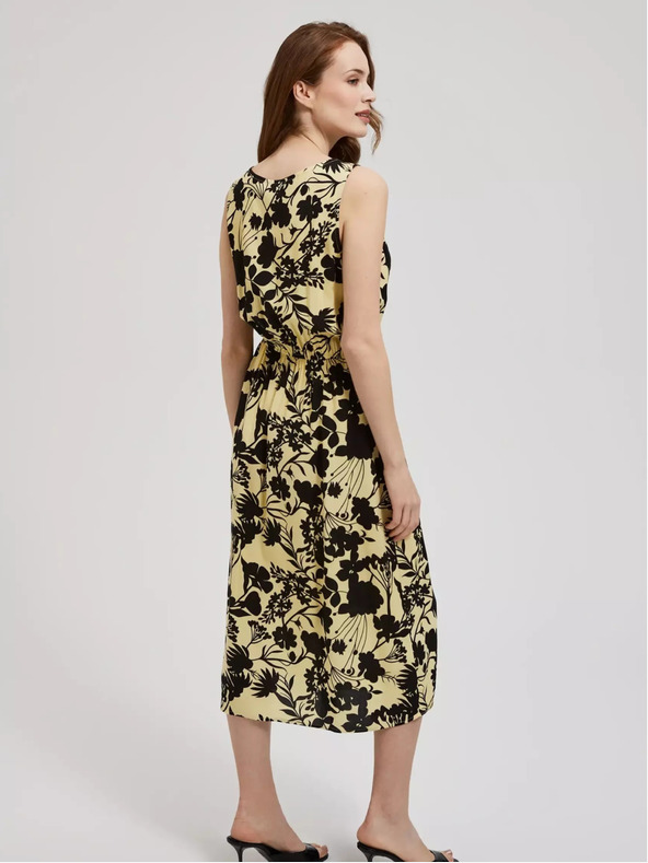 Moodo Rumena cvetlična midi obleka Moodo