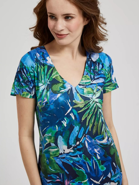 Moodo Modra obleka s tropskim vzorcem Moodo