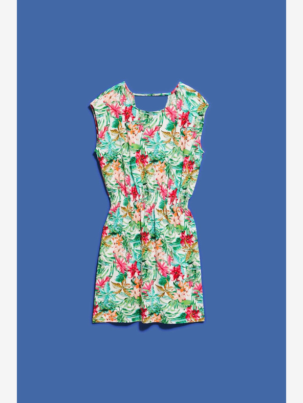 Moodo Zeleno-bela vzorčasta obleka Moodo