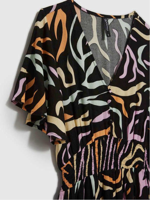 Moodo Črna ženska dolga vzorčasta obleka Moodo