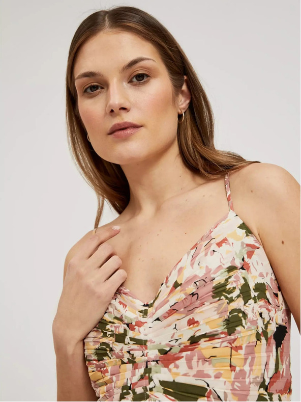 Moodo Starorožnata roza vzorčasta obleka Moodo