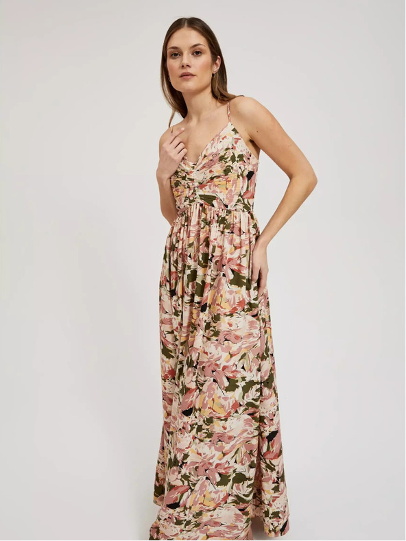 Moodo Starorožnata roza vzorčasta obleka Moodo