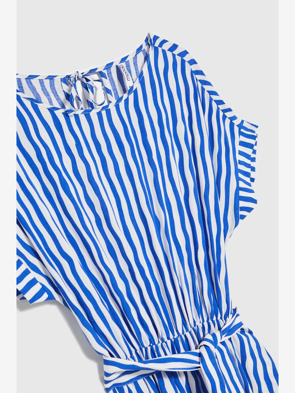 Moodo Modra črtasta midi obleka Moodo