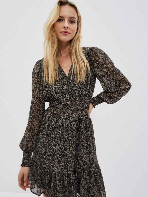 Moodo Črna ženska obleka z volanom Moodo