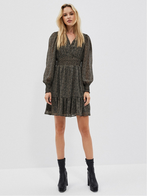 Moodo Črna ženska obleka z volanom Moodo