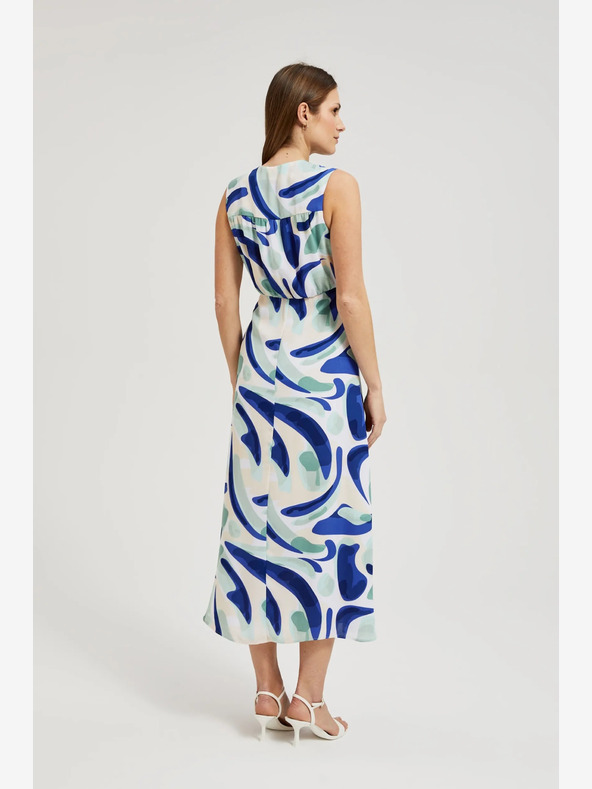 Moodo Modra vzorčasta midi obleka Moodo