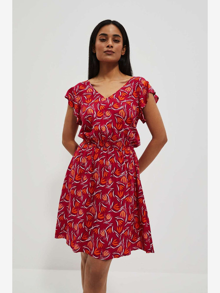 Moodo Rdeča vzorčasta obleka Moodo