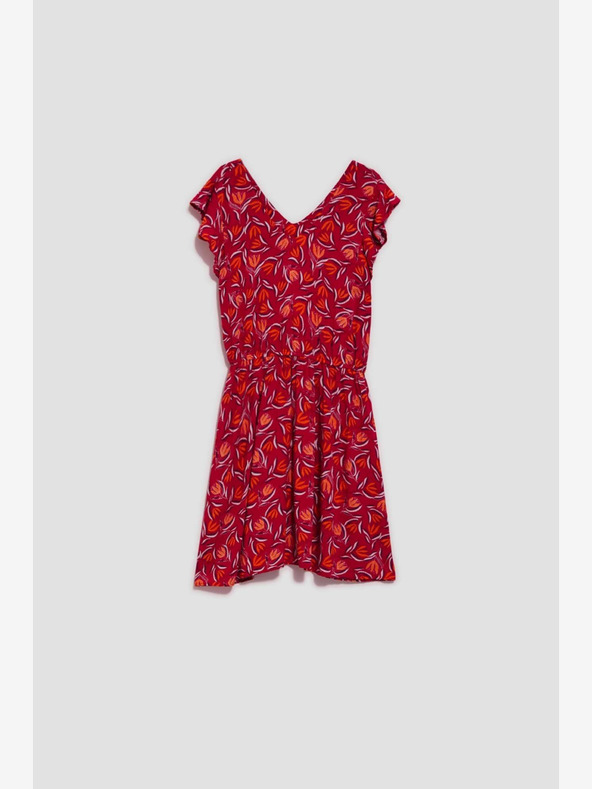 Moodo Rdeča vzorčasta obleka Moodo