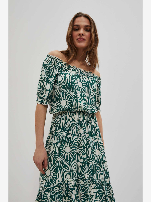 Moodo Zelena vzorčasta obleka Moodo