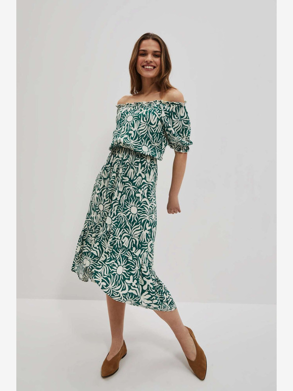 Moodo Zelena vzorčasta obleka Moodo