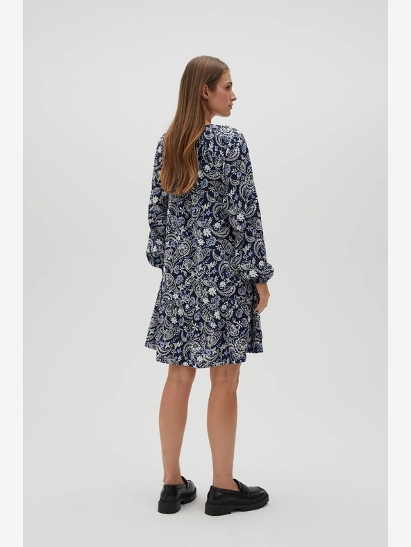 Moodo Bela in modra ženska vzorčasta obleka Moodo