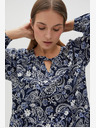 Moodo Bela in modra ženska vzorčasta obleka Moodo