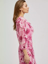 Moodo Rožnata cvetlična obleka z volančki Moodo