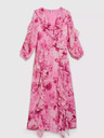 Moodo Rožnata cvetlična obleka z volančki Moodo