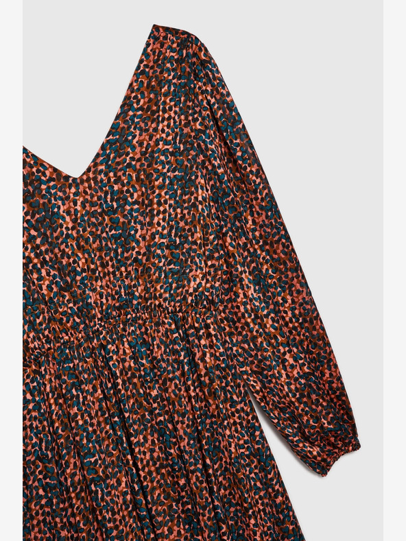 Moodo Oranžno-rjava ženska vzorčasta obleka Moodo