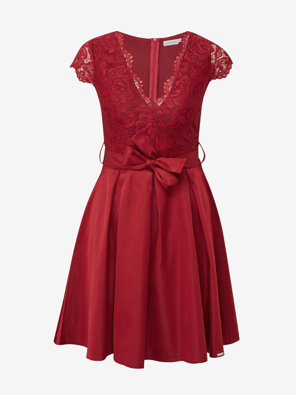numoco Obleka z izrezom in čipko - bordo Numoco ANNA