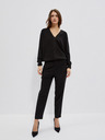 Moodo Črn ženski pulover z V-izrezom Moodo