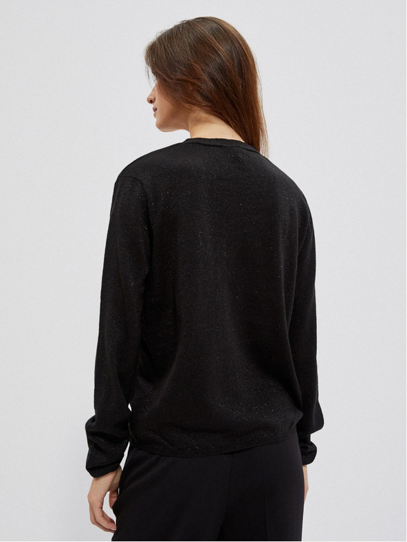 Moodo Črn ženski pulover z V-izrezom Moodo