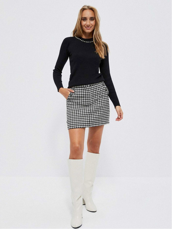 Moodo Črn ženski pulover z biseri Moodo