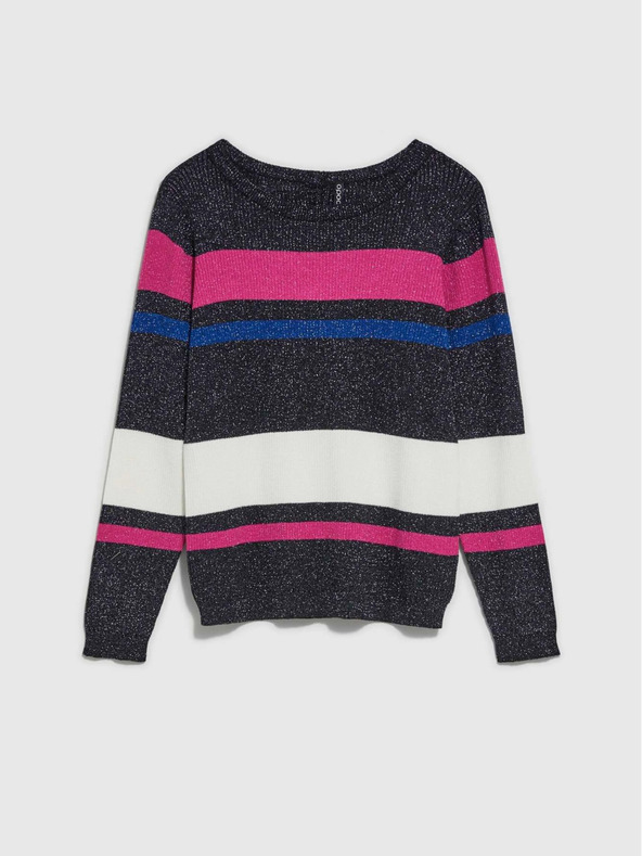 Moodo Črn ženski pulover s kovinsko črno nitjo Moodo