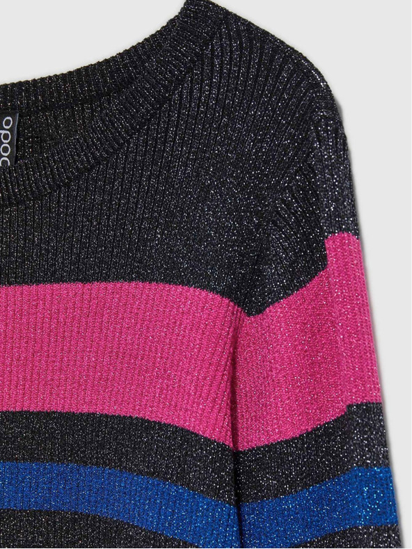 Moodo Črn ženski pulover s kovinsko črno nitjo Moodo