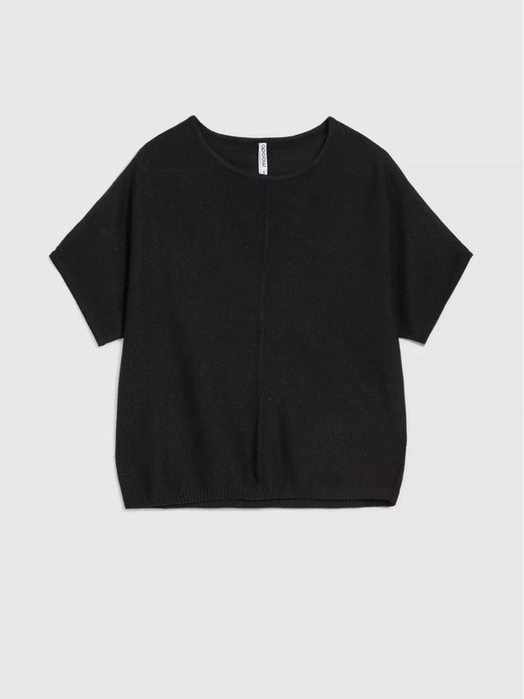 Moodo Črn prevelik pulover s kratkimi rokavi Moodo