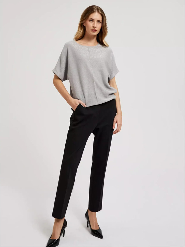 Moodo Siv prevelik pulover s kratkimi rokavi Moodo