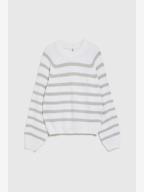 Moodo Siv črtast bel pulover Moodo