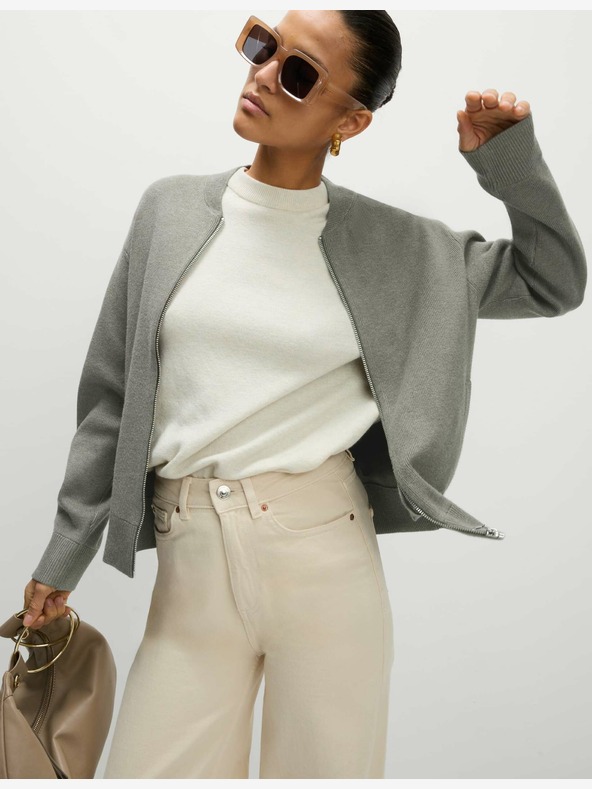 Marks & Spencer Pletena jopica v stilu bombnika z okroglim ovratnikom Marks & Spencer v rjavi barvi