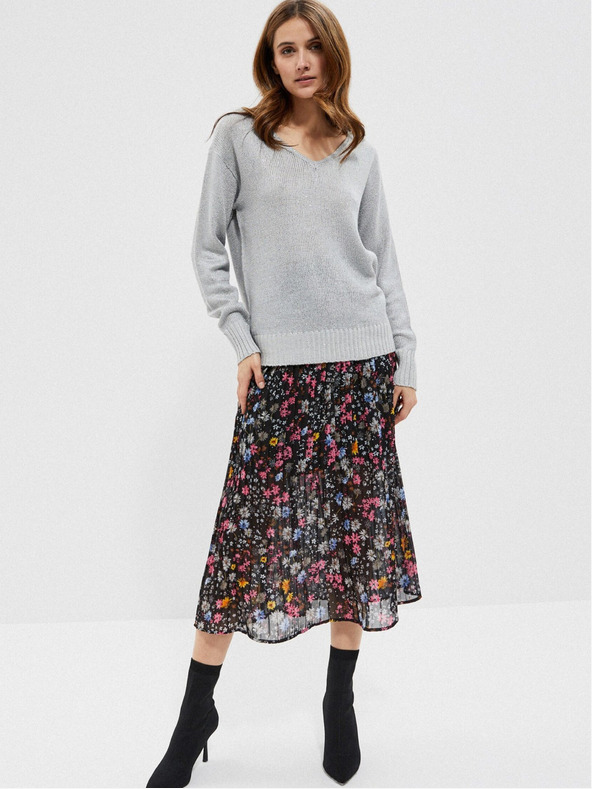 Moodo Siv ženski svetleč pulover Moodo