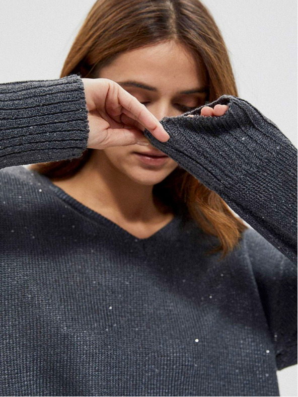 Moodo Siv ženski svetleč pulover Moodo