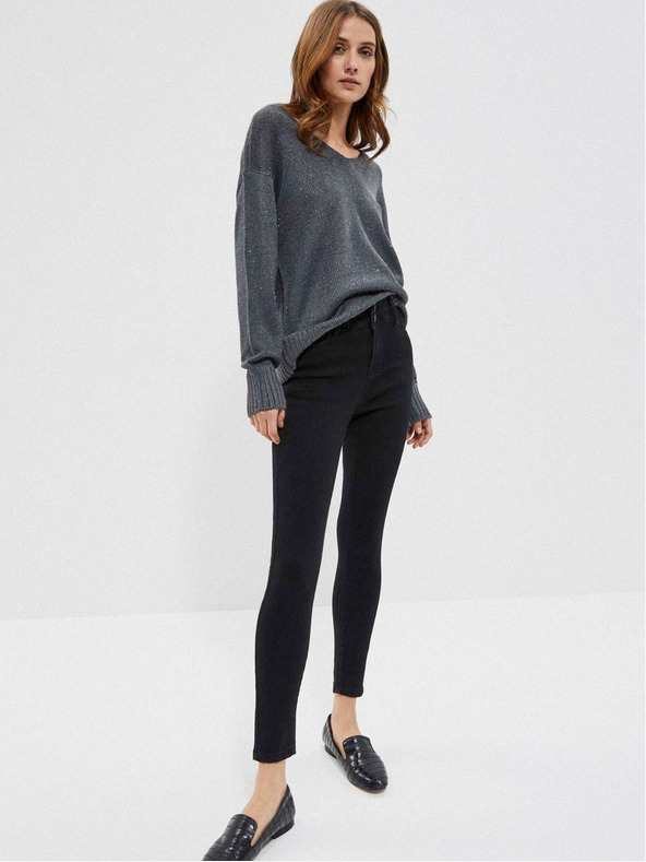 Moodo Siv ženski svetleč pulover Moodo