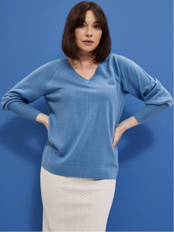 Moodo Modri ženski pulover Moodo