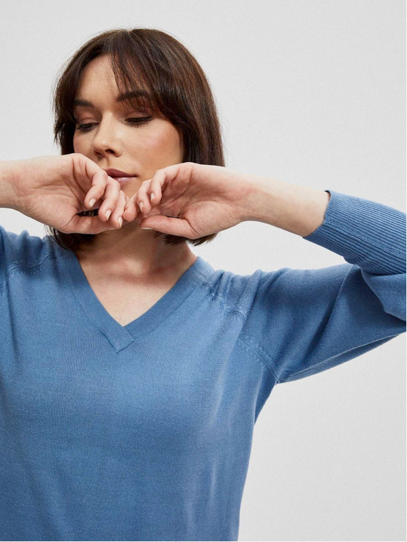 Moodo Modri ženski pulover Moodo