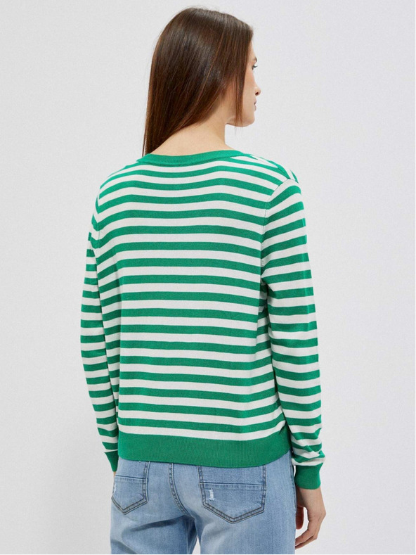 Moodo Bela in zelena ženska črtasta jopa Moodo