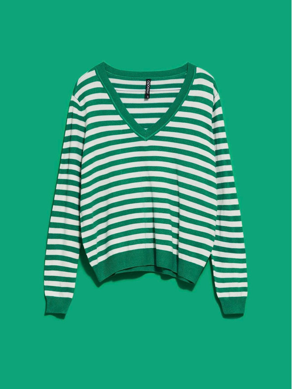 Moodo Bela in zelena ženska črtasta jopa Moodo