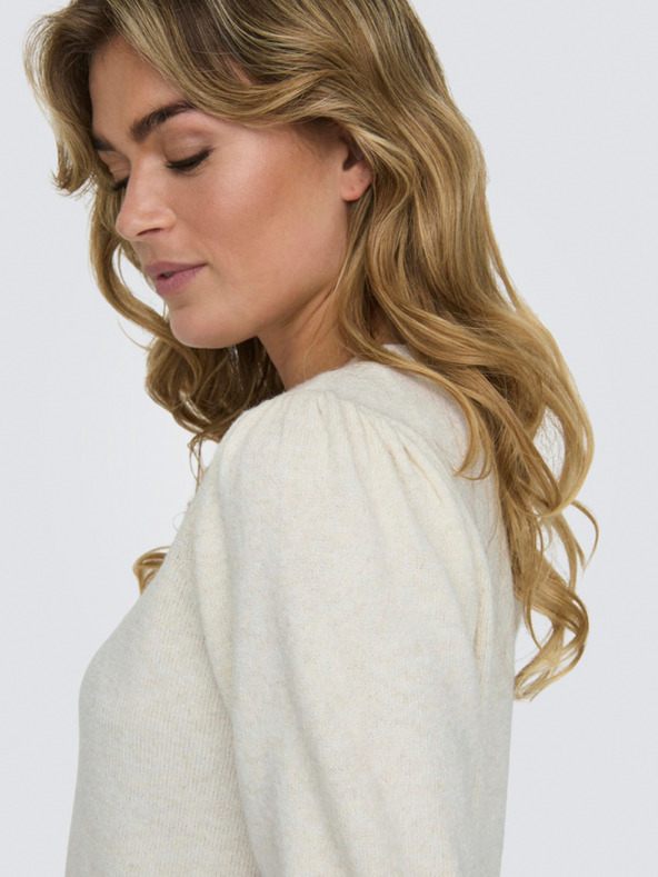 ONLY Bež ženski pulover s kratkimi rokavi ONLY ONLRICA