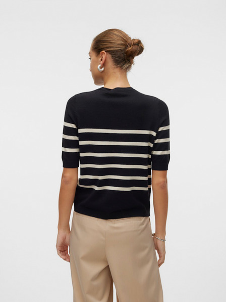 Vero Moda Bež in črn črtast ženski pulover Vero Moda