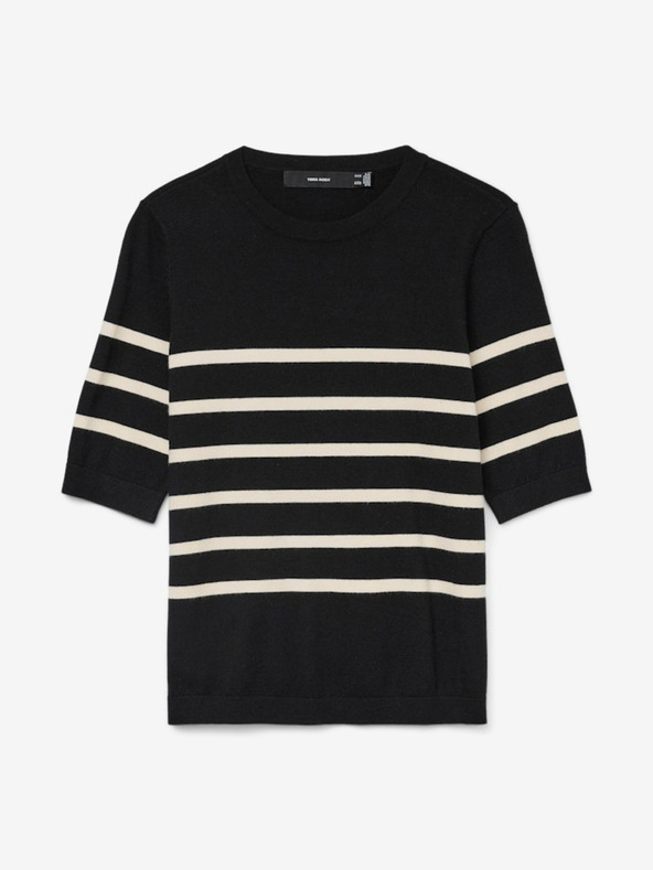 Vero Moda Bež in črn črtast ženski pulover Vero Moda