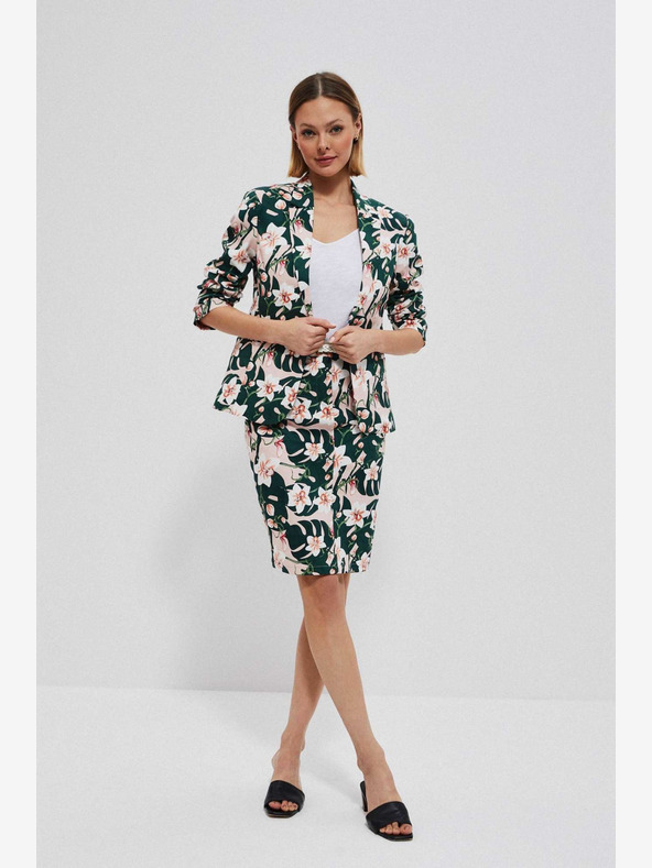 Moodo Bežno in zeleno žensko cvetlično krilo s pasom Moodo