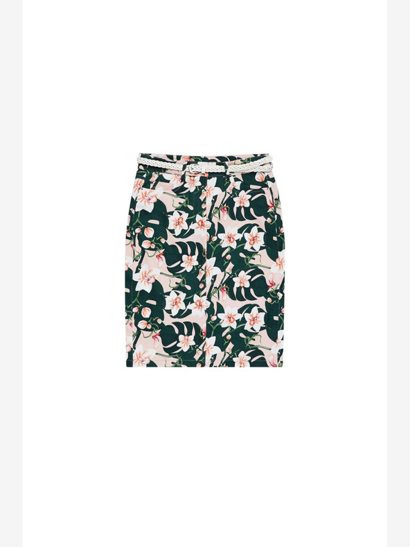 Moodo Bežno in zeleno žensko cvetlično krilo s pasom Moodo