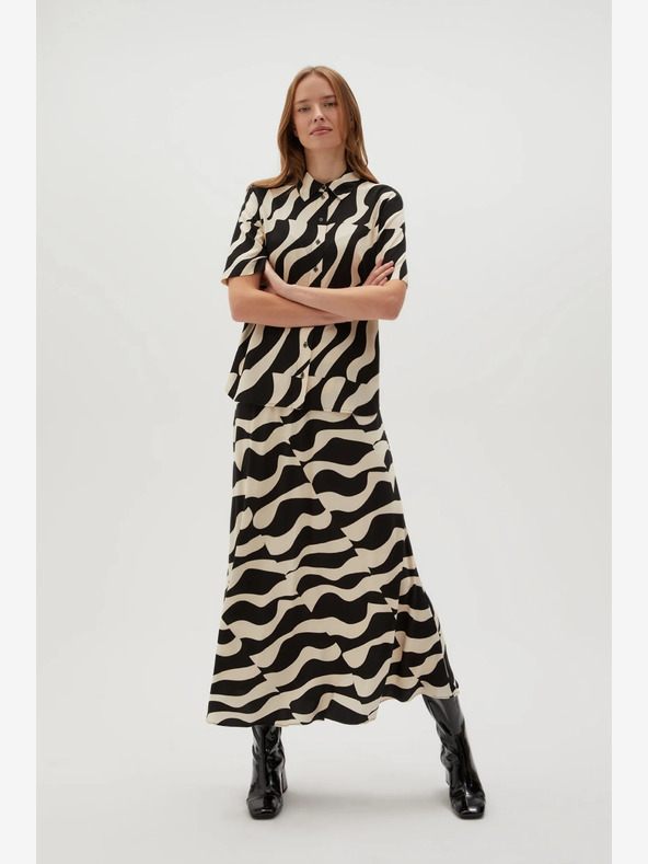 Moodo Moodo bež in črna ženska vzorčasto krilo