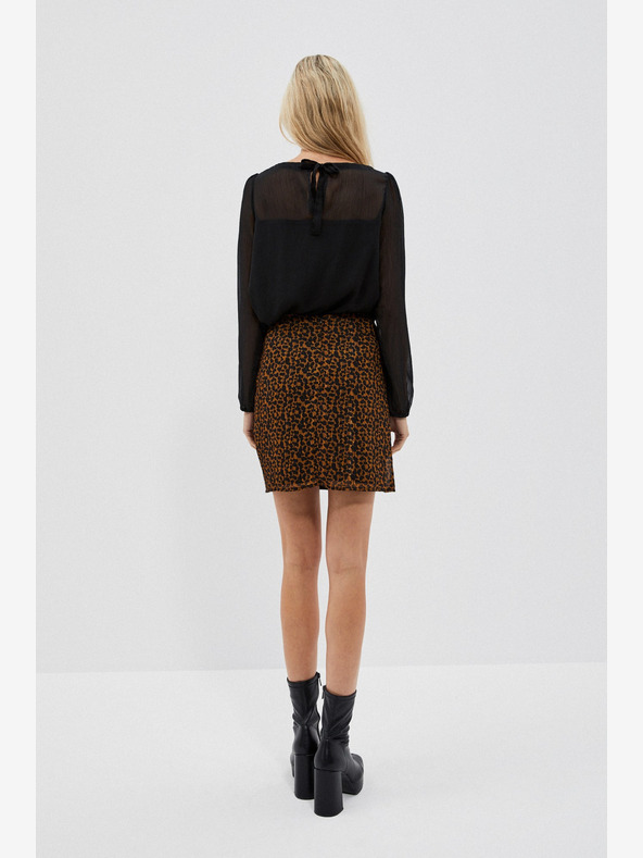 Moodo Črno in rjavo žensko vzorčasto krilo Moodo