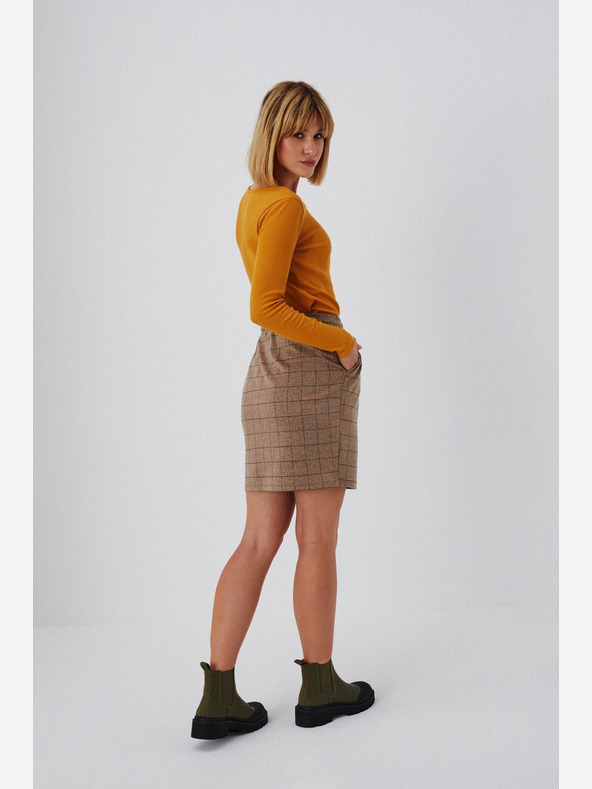 Moodo Rjava ženska karirasta krila Moodo