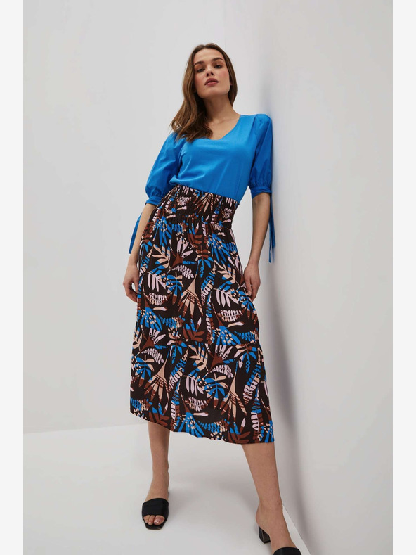 Moodo Modro in rjavo žensko vzorčasto krilo Moodo