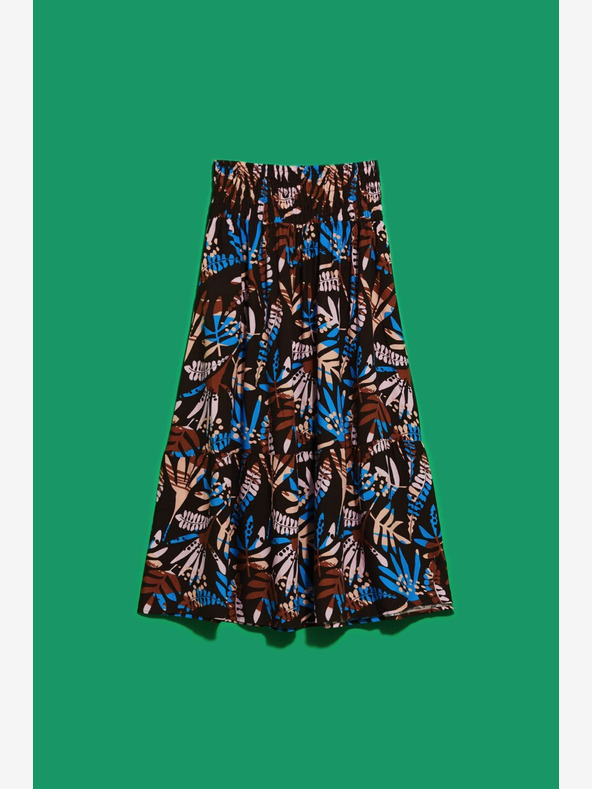 Moodo Modro in rjavo žensko vzorčasto krilo Moodo