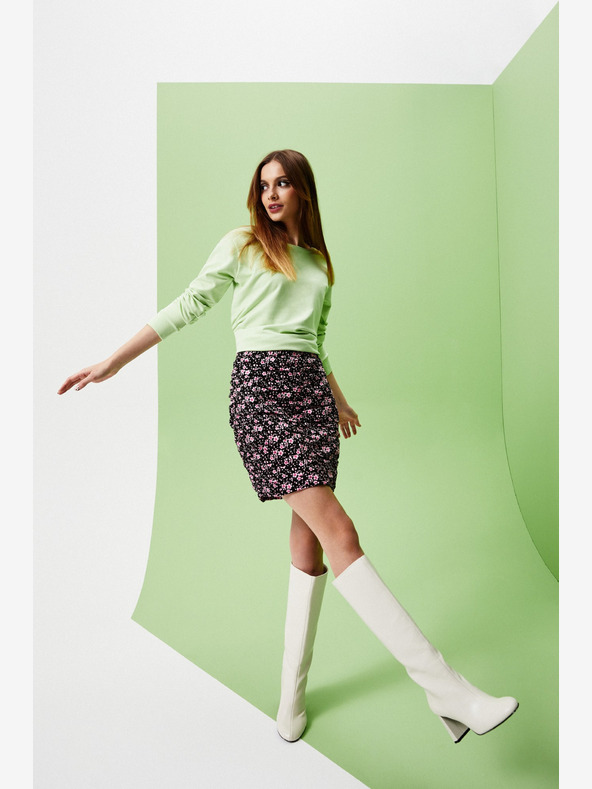 Moodo Roza in črno žensko cvetlično krilo Moodo