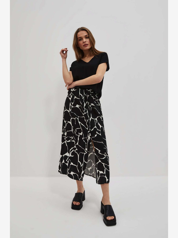 Moodo Belo-črno žensko vzorčasto krilo Moodo